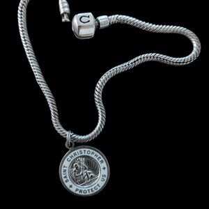 Chamilia Sterling Silver Charm Bracelet w/ St. Christopher Medal – Pandora-like